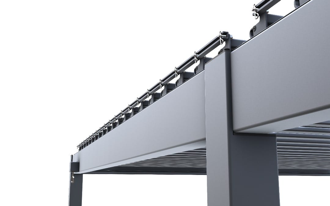 Pergola bioclimatică 120 B, structură din aluminiu, acționare manuală sau electrică, cu iluminare inclusă - imagine 4