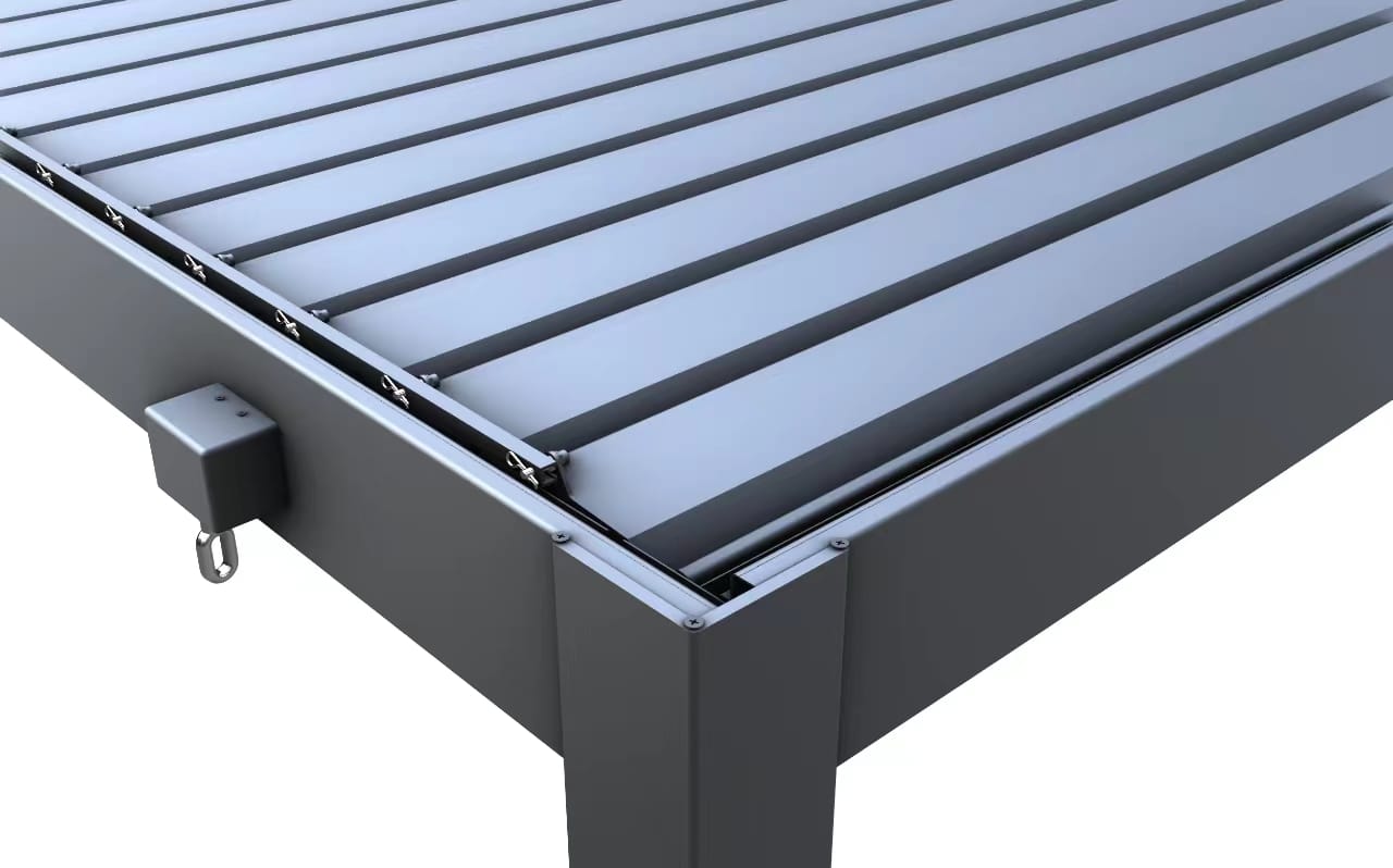 Pergola bioclimatică 120 B, structură din aluminiu, acționare manuală sau electrică, cu iluminare inclusă - imagine 2